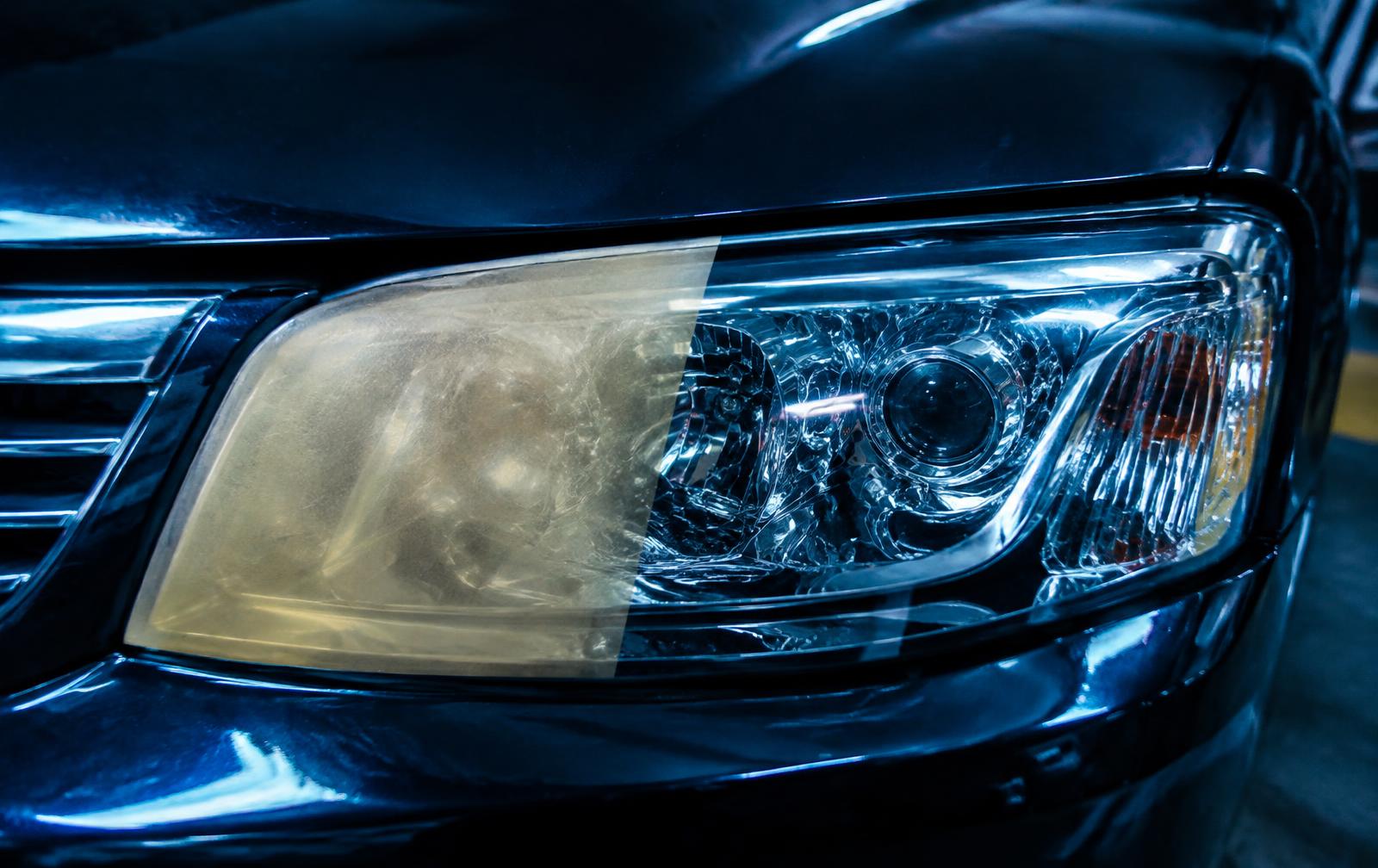 Headlight restoration before and after in Dallas, Texas
